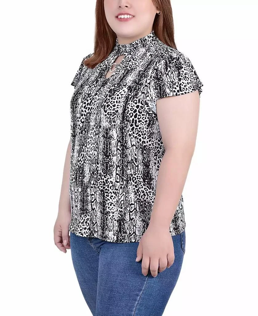 NY Collection Plus Size Short Flutter Sleeve Mock Neck Top 3