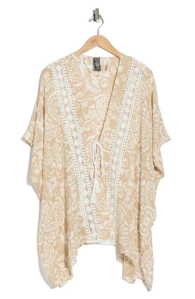 Vince Camuto Mixed Print Crochet Lace Ruana