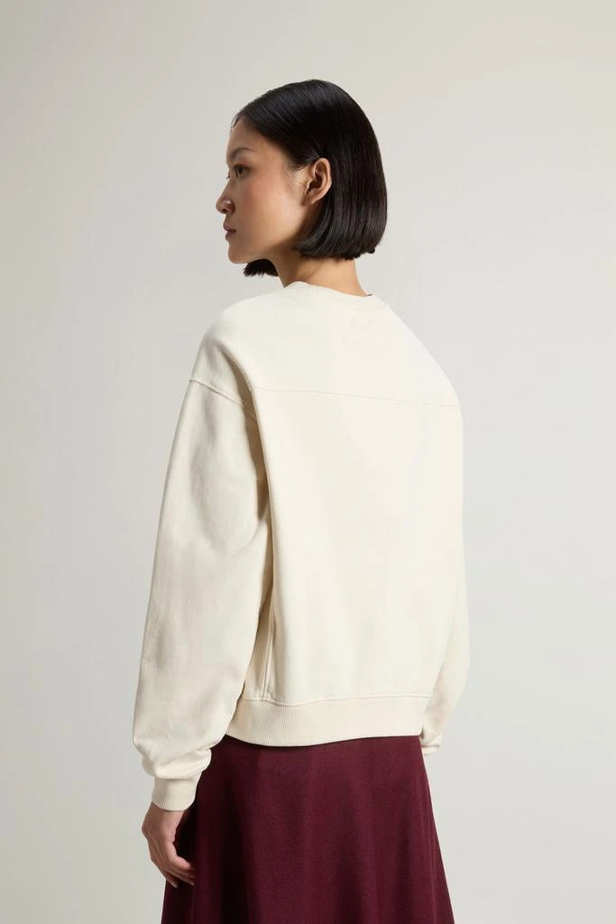 Woolrich Crewneck Sweatshirt in Pure Cotton with Embroidered Logo - Women - Black 3