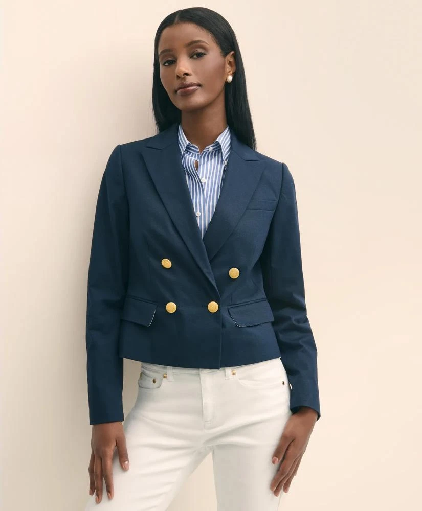 Brooks Brothers Cropped Double-Breasted Blazer in Cotton Faille 2