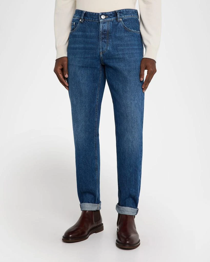 Brunello Cucinelli Men
s Slim Light-Wash Denim Jeans 4