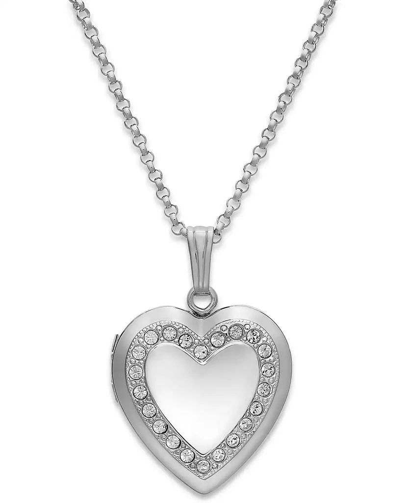 Macy's Crystal Heart Locket Necklace in Sterling Silver 1
