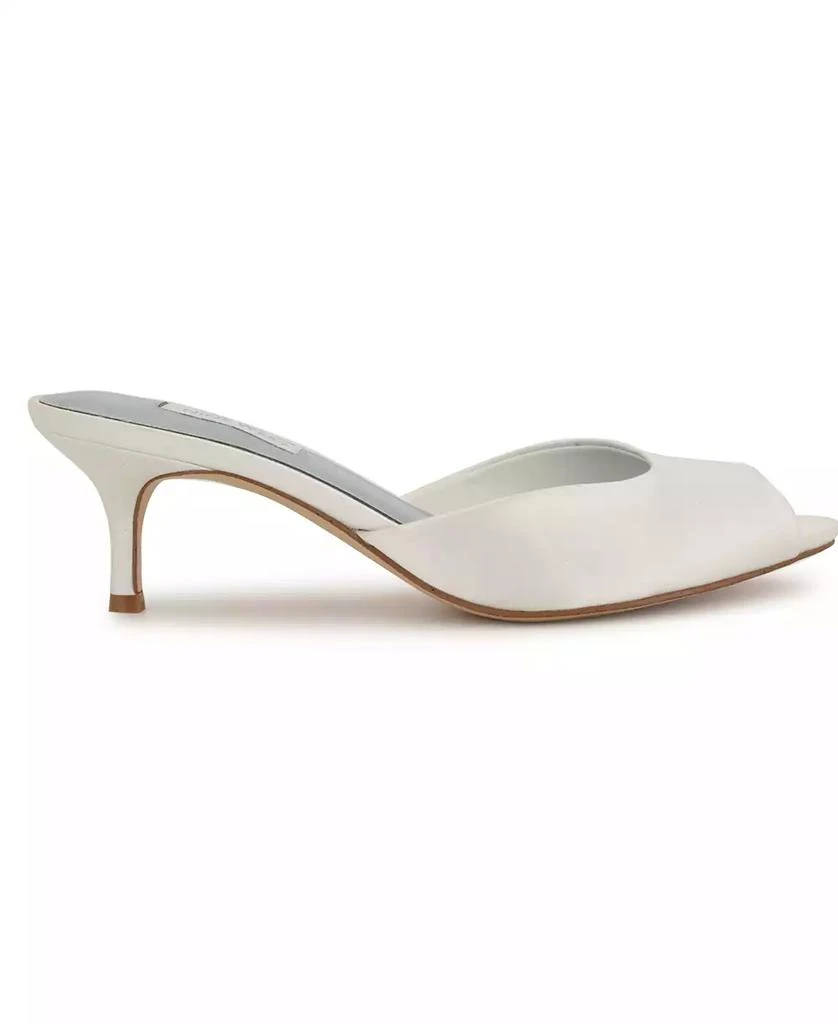 Nine West Women's Luvlie Bridal Satin Peep Toe Kitten Heel Pumps 2