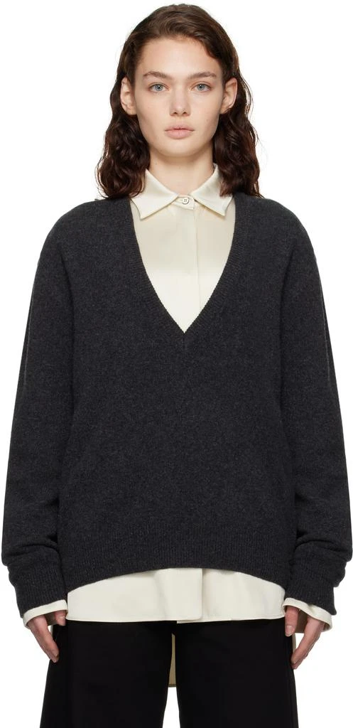 Lemaire Gray Deep V-Neck Sweater 1