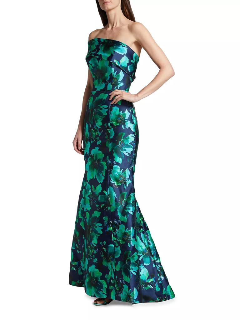 Amsale Floral Satin Trumpet Gown 4