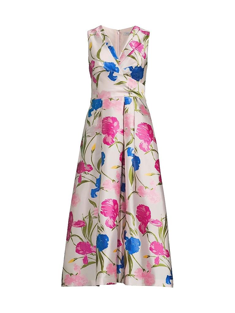 Kay Unger Payton Jacquard Tea-Length Dress