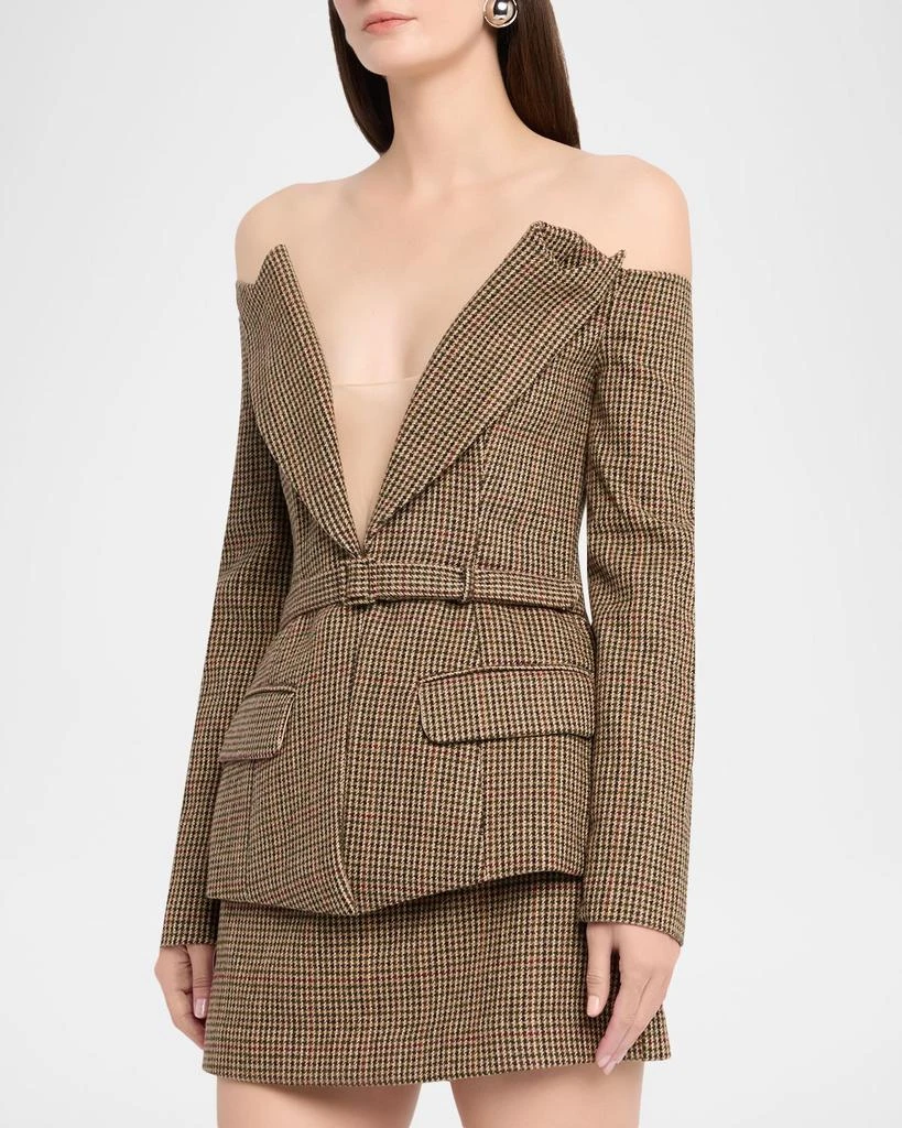 Sans Faff Delaney Off-The-Shoulder Houndstooth Blazer 4