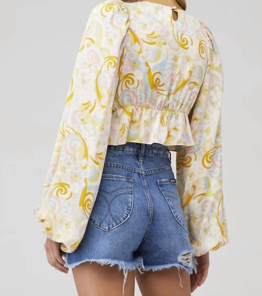 For Love & Lemons Marcia Crop Top In Yellow