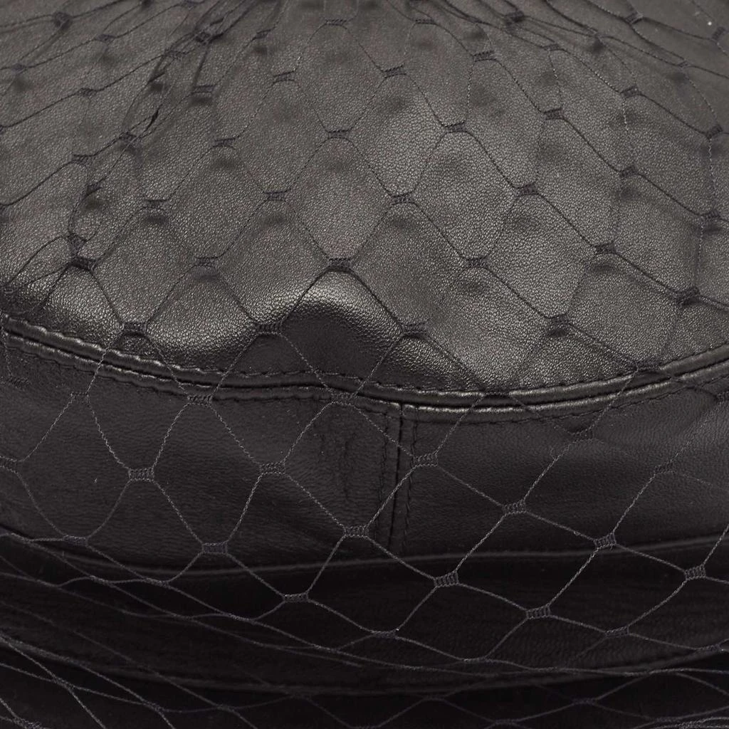Dior Christian Dior Black Leather Arty Beret Cap With Veil  4