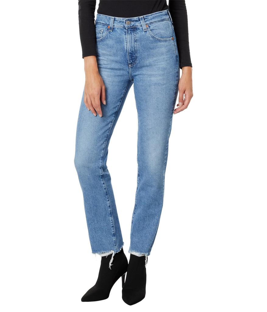 AG Jeans Saige High-Waist Straight Leg Jeans in Upper West Destructed