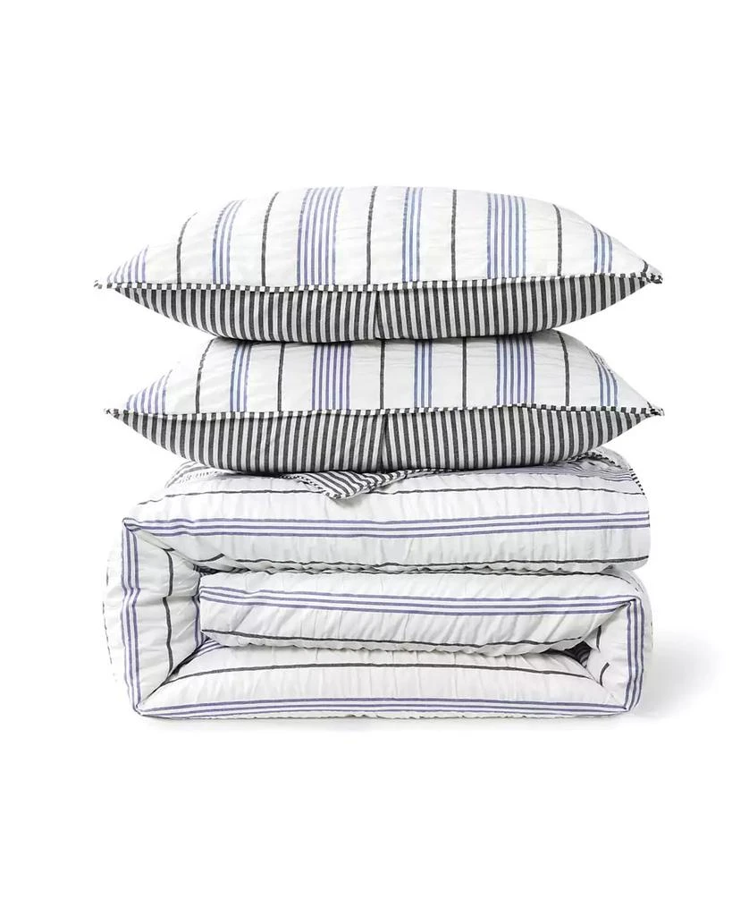 DKNY Seersucker Stripe 3 Piece Duvet Cover Set 6