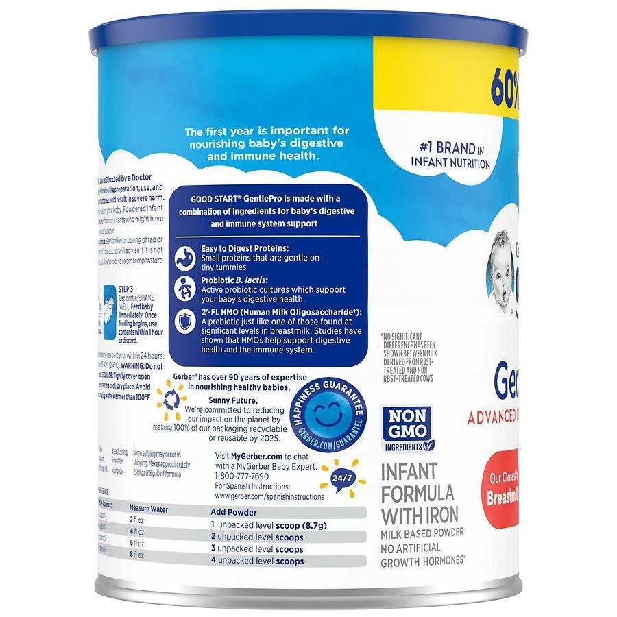 Gerber Good Start Dr. Brown's Gentle Pro, Baby Formula Powder, For Sensitive Tummies 8