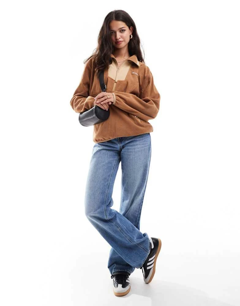 Columbia Columbia Sequoia Grove half zip sweat fleece in camel brown and canoe 4