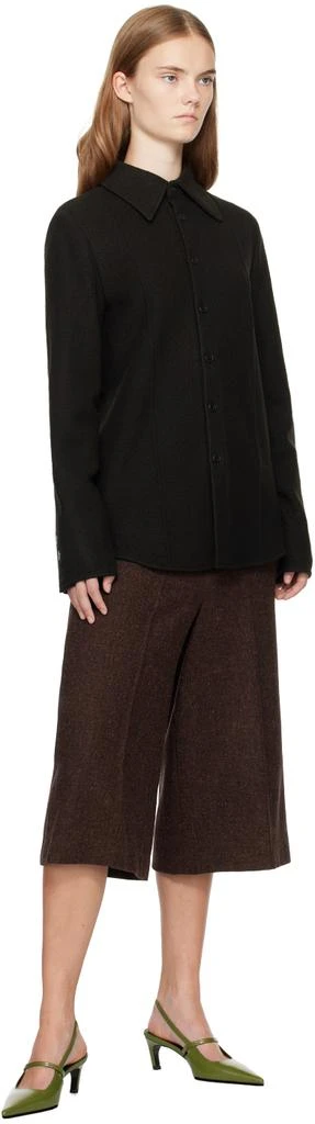 UMBER POSTPAST Brown Slim Fit Wool Felted Shirt 4