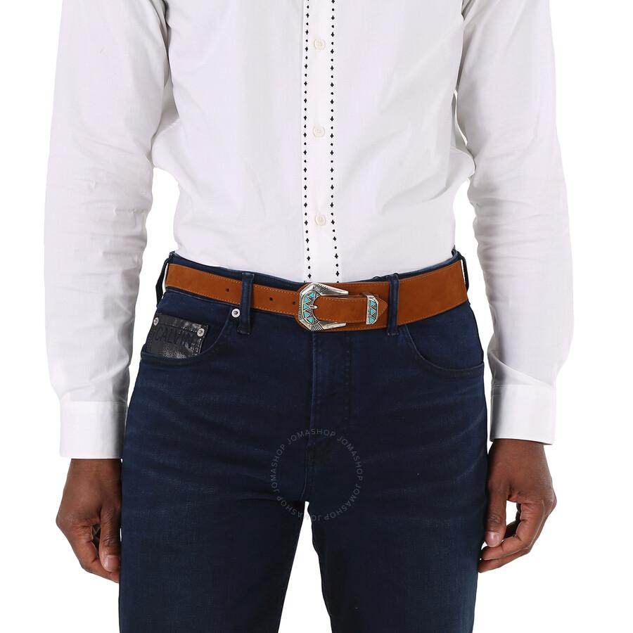 MAISON BOINET Brown Leather Adjustable D-Ring Belt