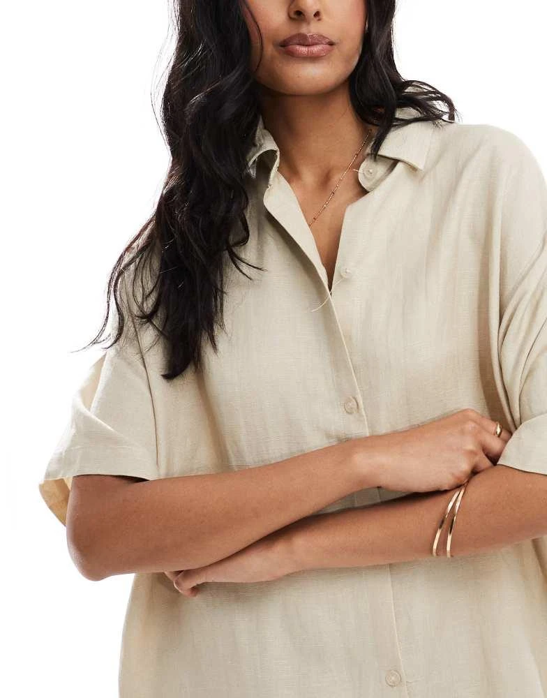HERA Hera linen mix shirt dress in oatmeal 4