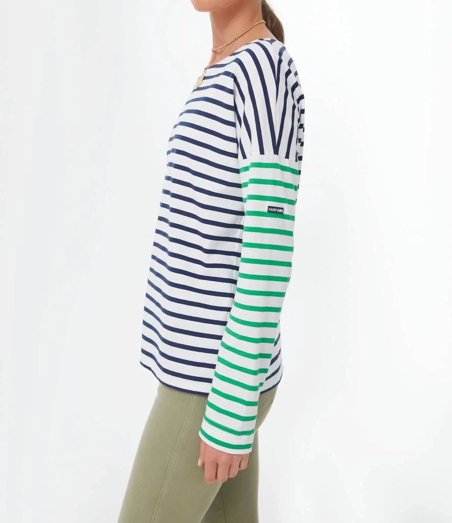 Saint James Mariniere Carolles Long Sleeve Tee In Navy Stripe 3