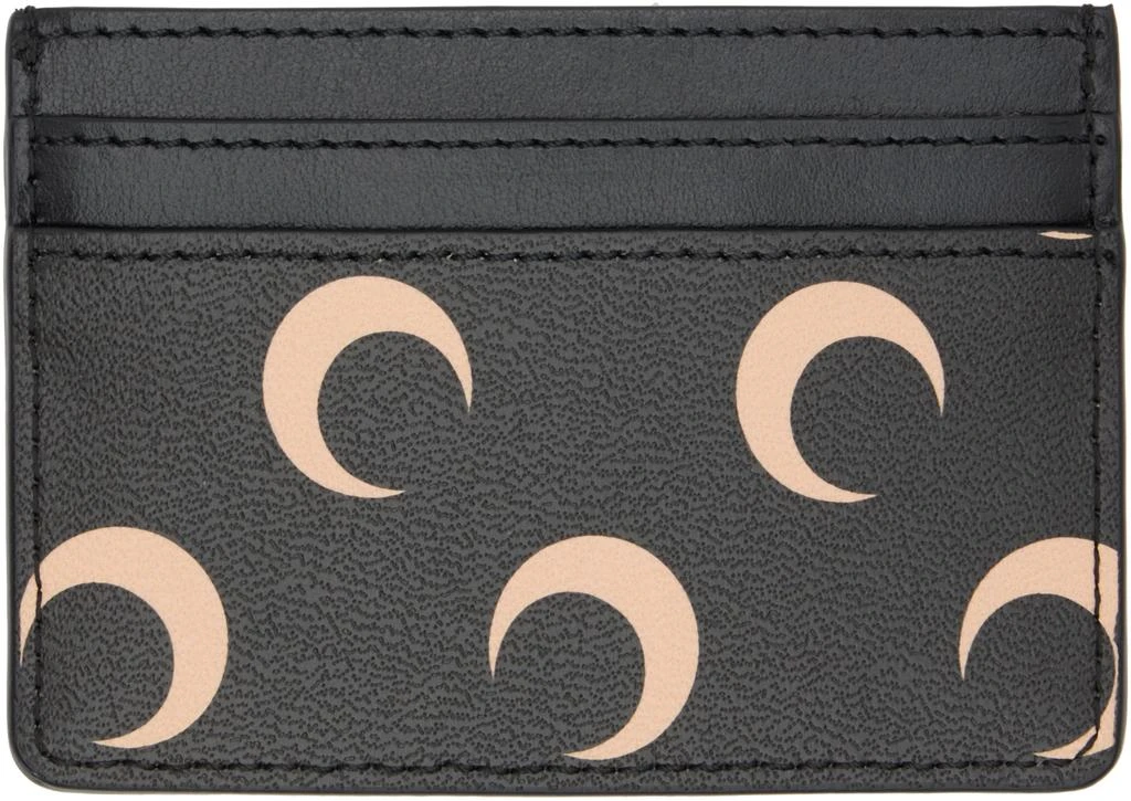 MARINE SERRE Black Screen Print Leather Card Holder 2
