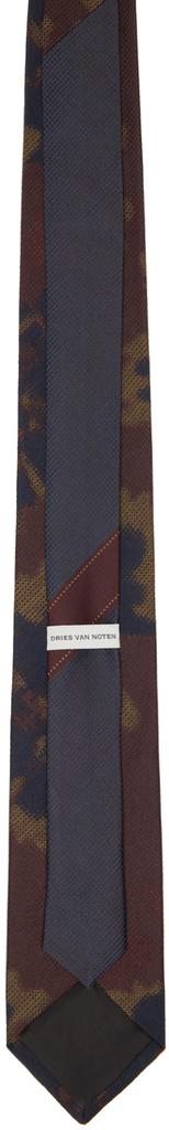 Dries Van Noten Burgundy Printed Tie