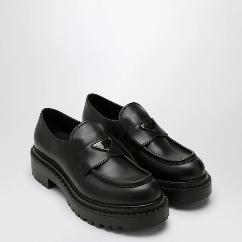 Prada Double Chocolate black leather loafers 2