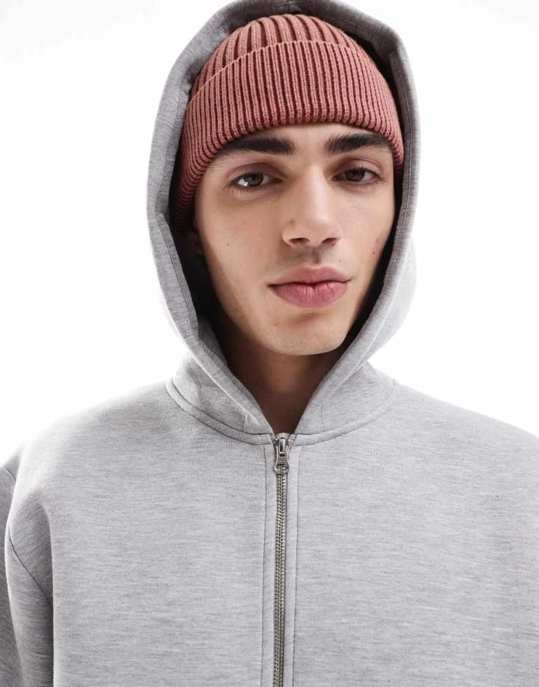 ASOS ASOS DESIGN heavyweight boxy oversized scuba hoodie in grey marl 4