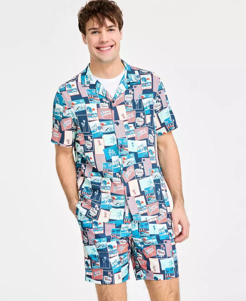 Original Penguin Men's Slim-Fit Tropical-Print Button-Down Camp Shirt