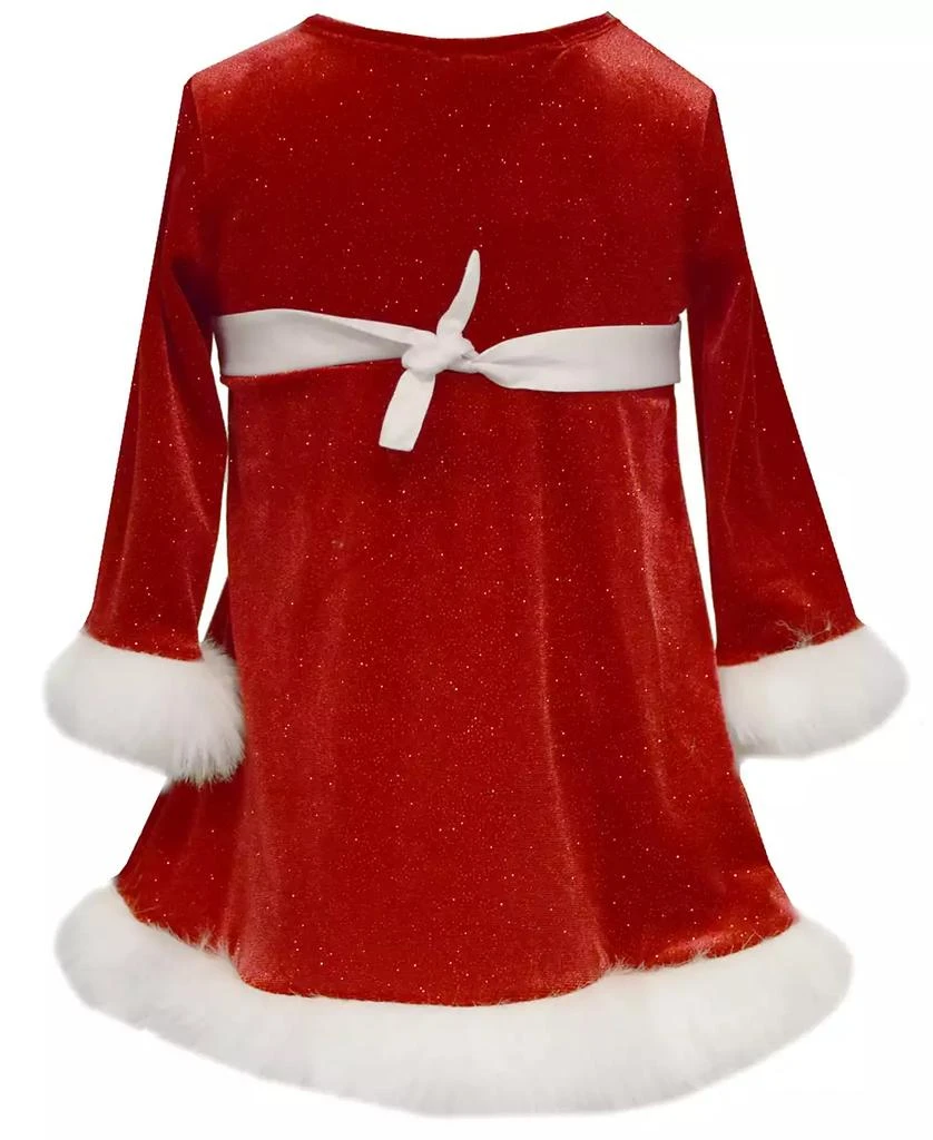 Bonnie Baby Baby Girls Long Sleeved Sequin and Stretch Velvet Santa Dress 2