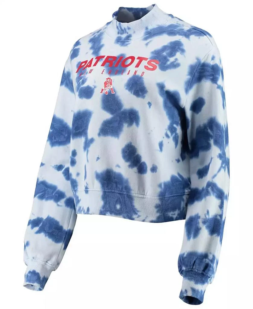 Junk Food Women
s Navy New England Patriots Tie-Dye Cropped Pullover Sweatshirt 3