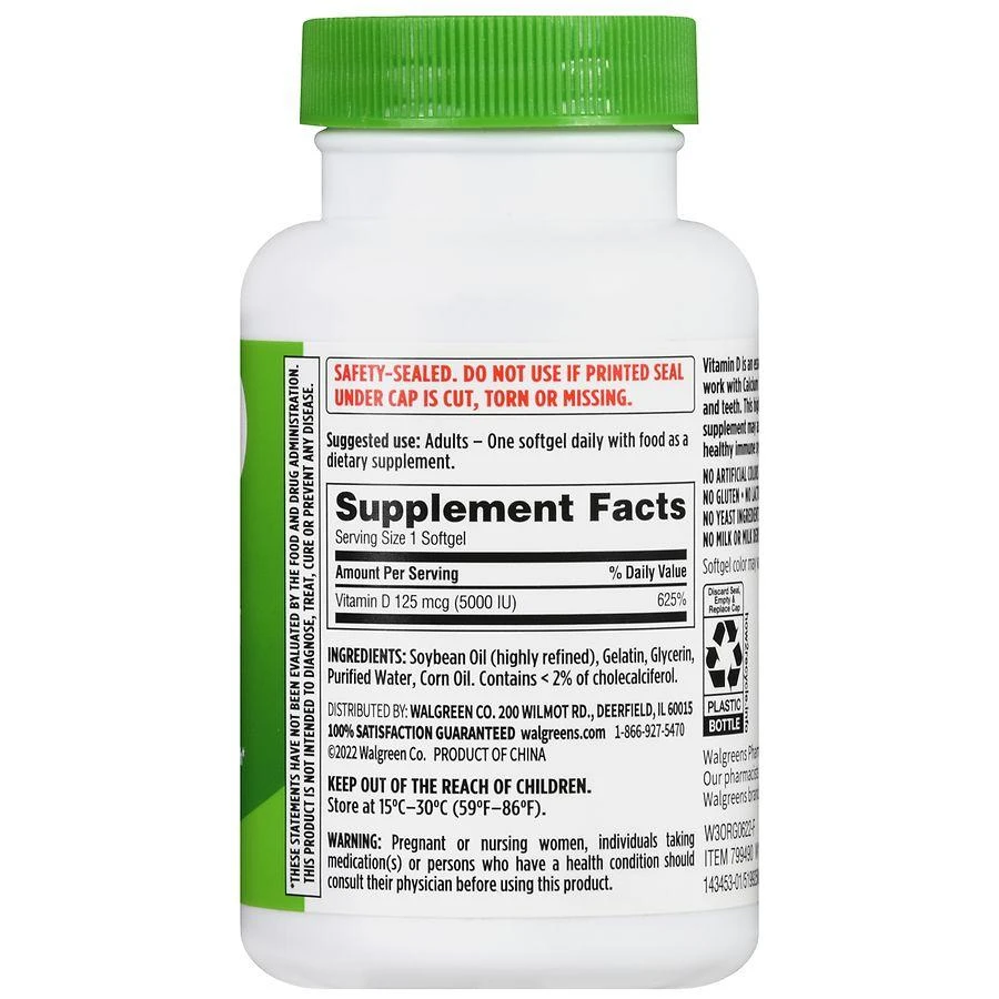 Walgreens Vitamin D3 125 mcg (5000 IU) Softgels (300 days) 3