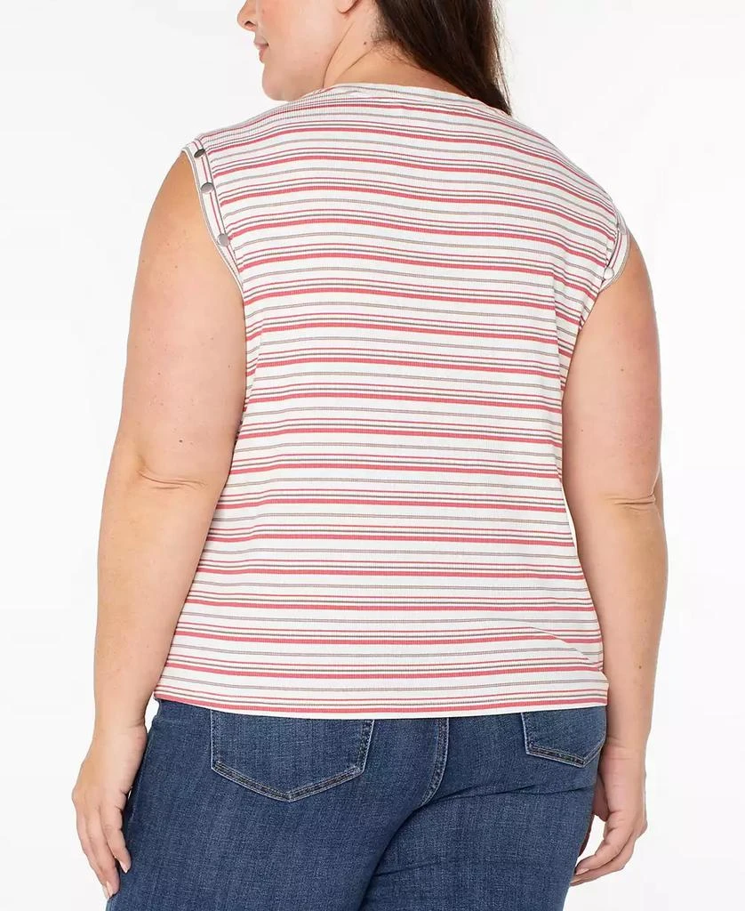 Liverpool Liverpool Plus Size Crewneck Striped Sleeveless Top 2