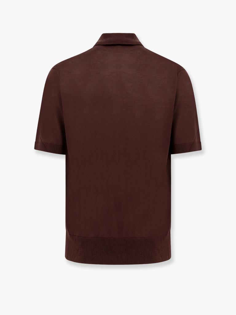 LANEUS Knitted polo shirt with ribbed profiles