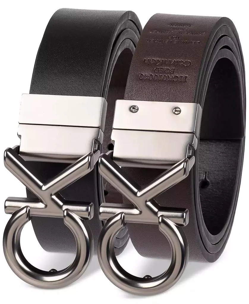 Calvin Klein Men's Monogram Buckle Reversible Leather Belt 5