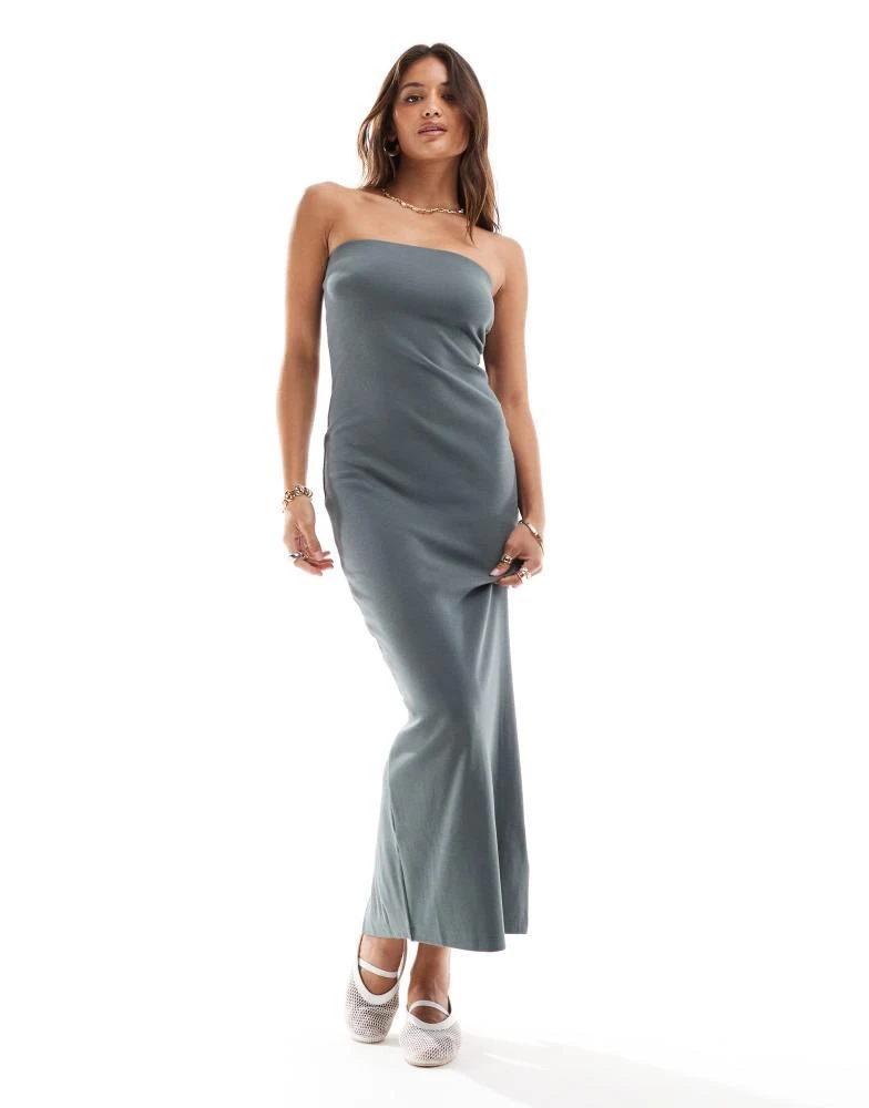 Brave Soul Brave Soul strapless bodycon midi dress in grey 1