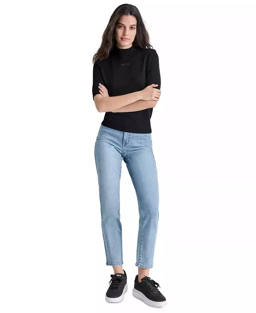 DKNY Petite Mock-Neck Embellished-Logo Sweater 3