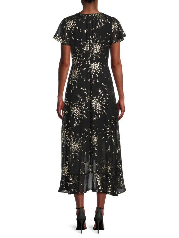 Kensie Metallic Floral Tulip Hem Maxi Dress 2