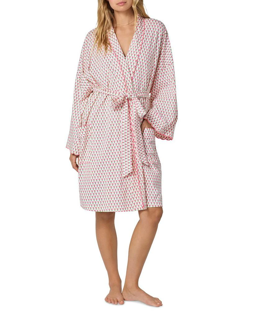 BedHead Pajamas Blossom Geo Banded Collar Stretch Jersey Robe 1