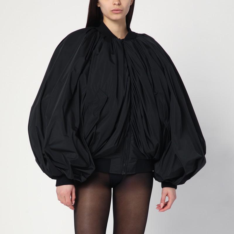 ジャケット Balenciaga Draped black bomber jacket in technical micro-fai Balenciaga Draped black bomber jacket in technical micro