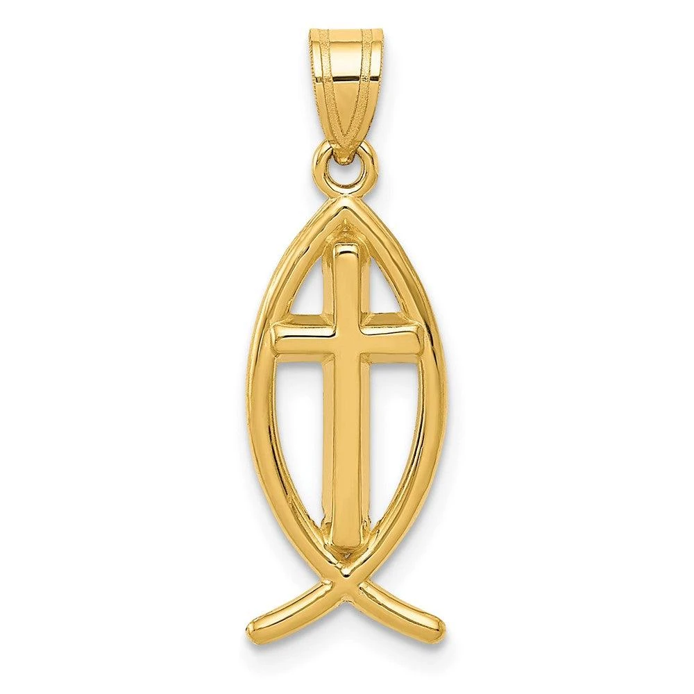 Diamond2Deal 10k Yellow Gold Ichthus Fish Pendant