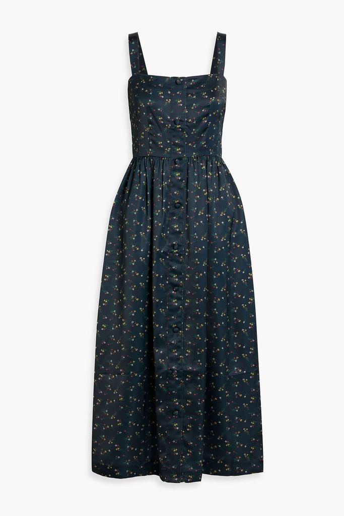 HVN Laura floral-print satin midi dress