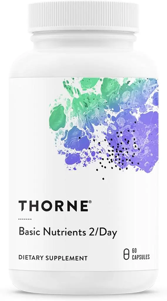 THORNE THORNE - Basic Nutrients 2/Day - Comprehensive Daily Multi-Vitamin with Optimal Bioavailability - Vitamin & Mineral Formula - Third-Party Certified - Gluten, Dairy & Soy-Free - 60 Capsules