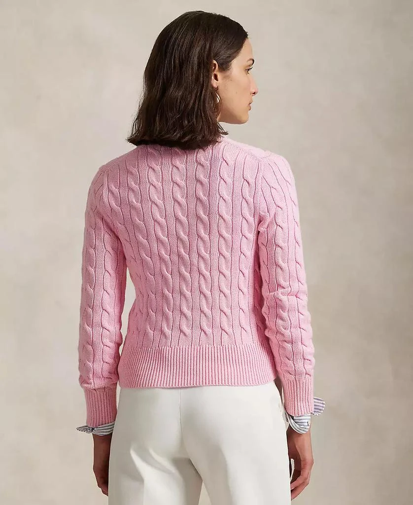 Ralph Lauren Women's Cable-Knit Cotton Crewneck Cardigan Sweater 4