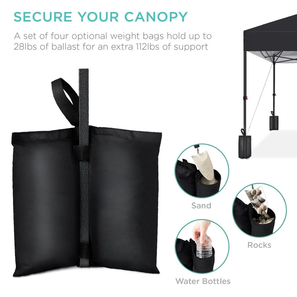 Best Choice Products 12x12ft Easy Setup Pop Up Canopy w/ 1-Button Setup, Wheeled Case, 4 Weight Bags 5