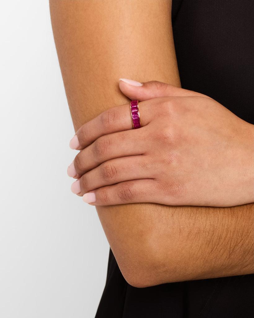 Piranesi 18K Rose Gold Pink Sapphire Eternity Band, Size 7.5