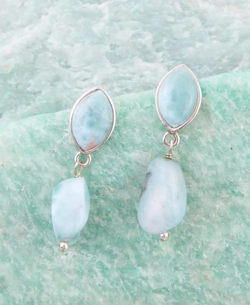 Barse Dolce Genuine Blue Larimar Sterling Silver Oval and Natural Earrings 2