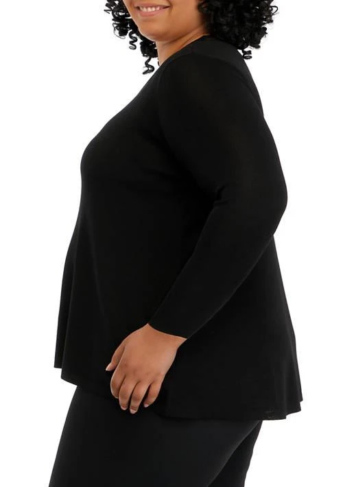 Anne Klein Klein Plus Size Long Sleeve Shark Bite Sweater 3