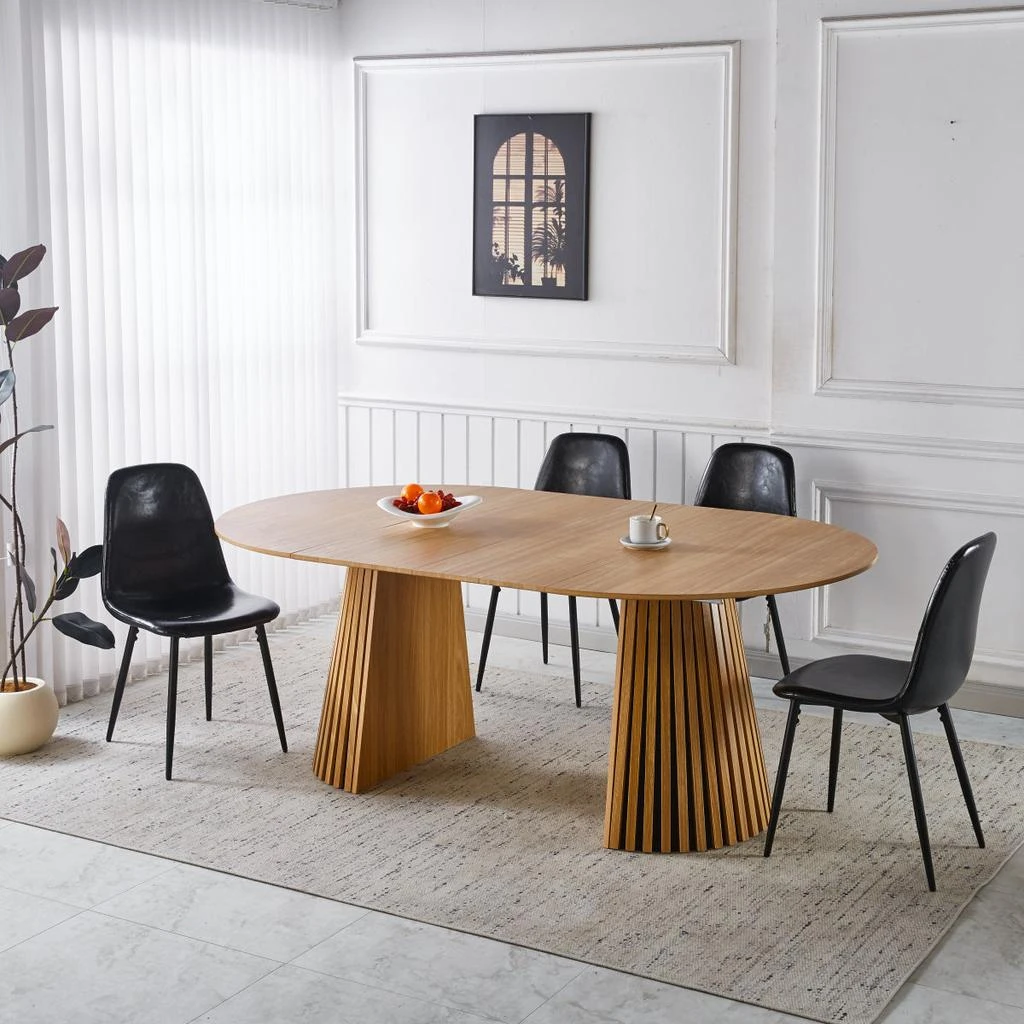 Streamdale Furniture Streamdale 5pcs Dining Set, Metal Leg Table, Mid-century MDF Top, Pedestal Table