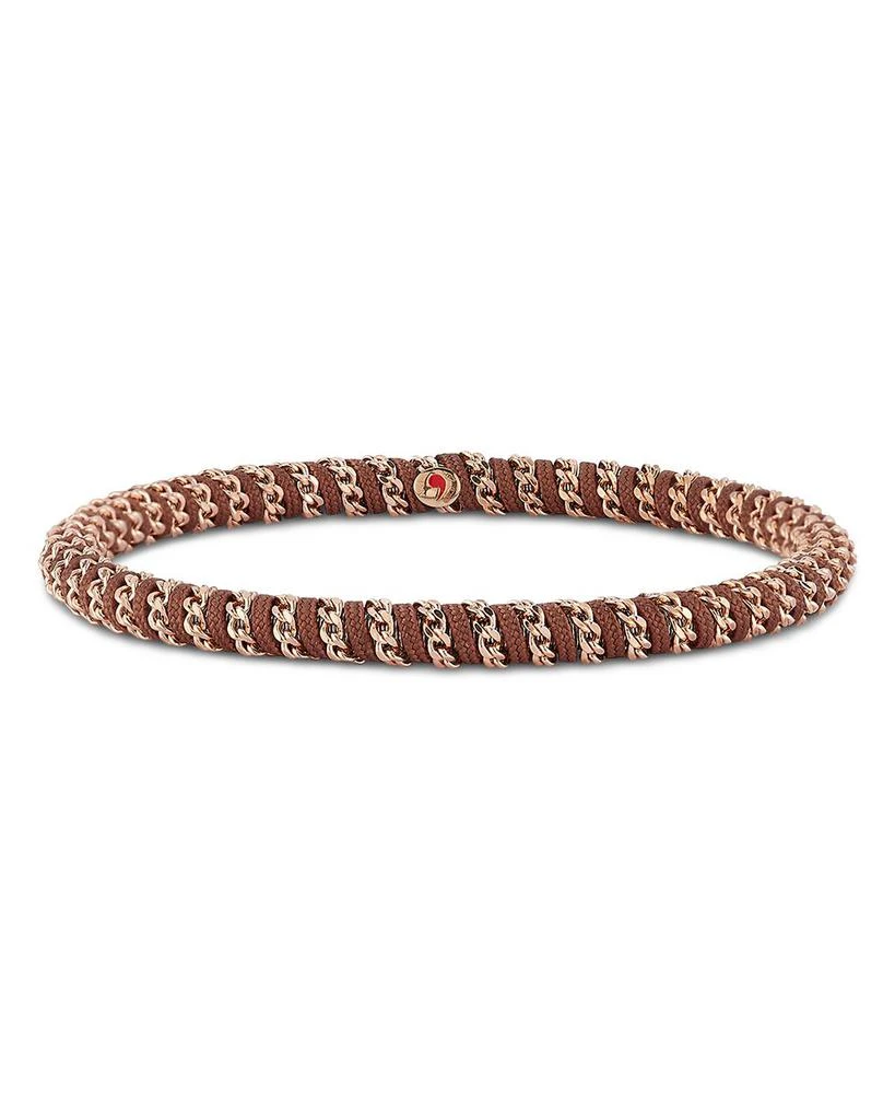 Roberto Demeglio Men's 18K Rose Gold Gio Brown Nautical Cord Stretch Bracelet 1