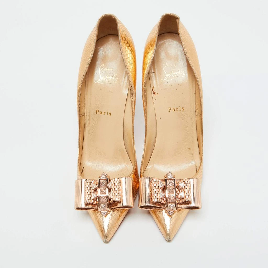 Christian Louboutin Christian Louboutin Gold Python Embossed Leather Metal Nodo Pigalle Pumps Size 40 3