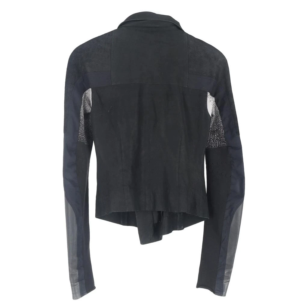 Rick Owens Eliel Paneled Cropped Biker Jacket in Black Leather 2