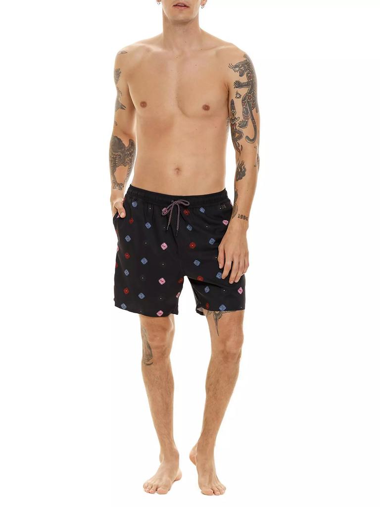 Agua Bendita Diving Into Dreams Joe Embroidered Swim Trunks